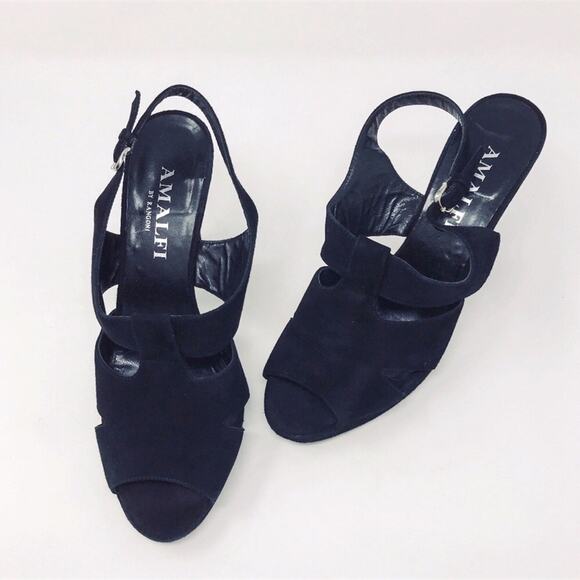 Rangoni  Black Suede High-Heel Strap Sandals Cutout 7.5W - Picture 2 of 7